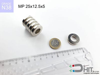 MP 25x12.5x5 N38 magnes pierścieniowy