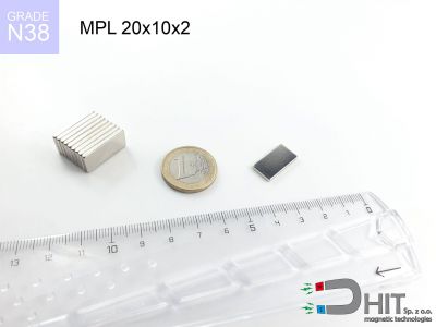 MPL 20x10x2 N38 - magnesy neodymowe płytkowe