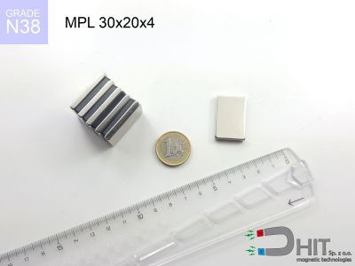 MPL 30x20x4 N38 - magnesy neodymowe płytkowe