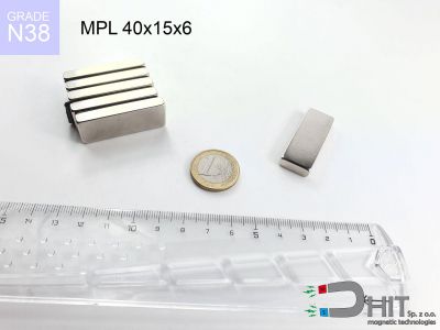 MPL 40x15x6 N38 - neodymowe magnesy płytkowe