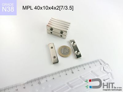 MPL 40x10x4x2[7/3.5] N38 - magnesy neodymowe płaskie