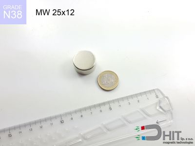 MW 25x12 N38 - magnesy neodymowe walcowe
