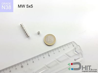 MW 5x5 N38 - magnesy neodymowe walcowe