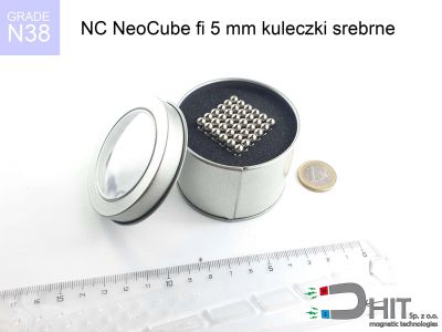 NC NeoCube fi 5 mm kuleczki srebrne N38 - neodymowe kuleczki - neocube