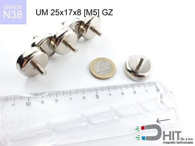 UMGZ 25x17x8 [M5] GZ N38 - magnesy w uchwycie z gwintem wewnętrznym