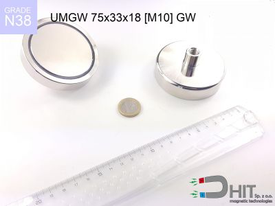 UMGW 75x33x18 [M10] GW [N38] - uchwyt magnetyczny gwint wewnętrzny
