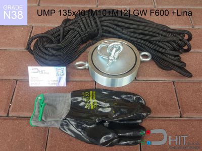 UMP 135x40 [M10+M12] GW F600 Lina N38 - magnetyczne uchwyty do szukania w wodzie