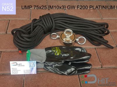 UMP 75x25 [M10x3] GW F200 PLATINIUM Lina N52 - magnesy neodymowe dla poszukiwaczy