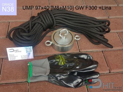 UMP 97x40 [M8+M10] GW F300 Lina N38 - neodymowe magnesy do łowienia w wodzie